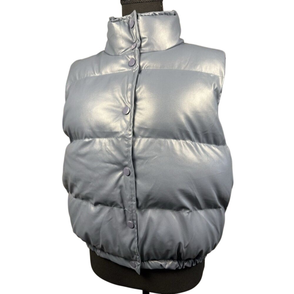 Goldie Lew Nadia Puffer Vest‎ Womens Blue Sleeveless Quilted Size M